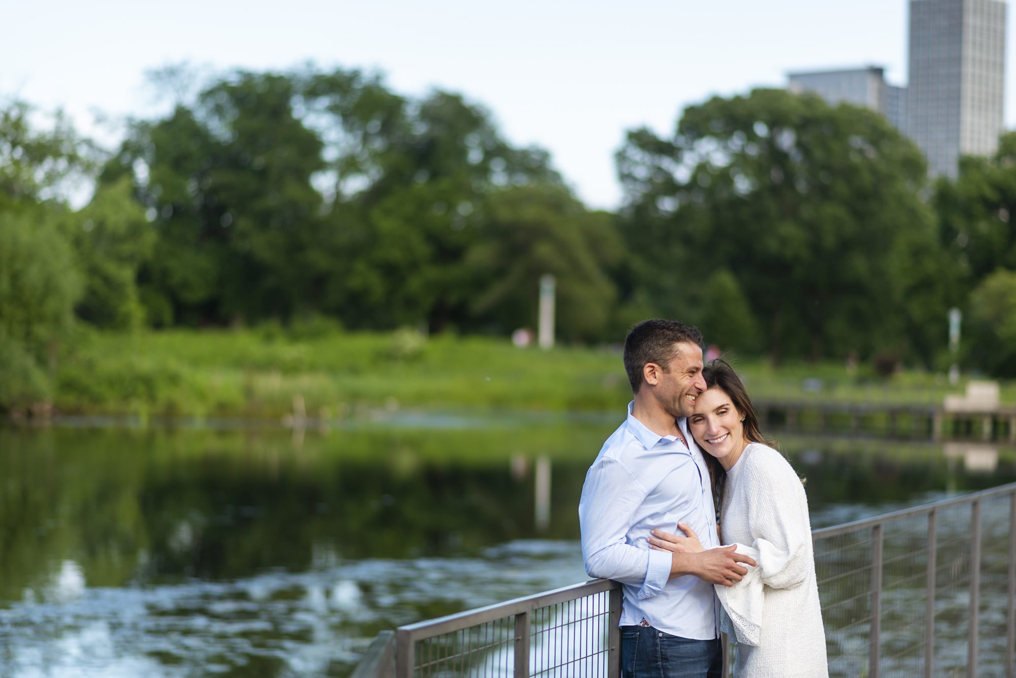 bride and groom candid moment engagement shoot Lincoln Park Chicago by Candice Cusic Photography