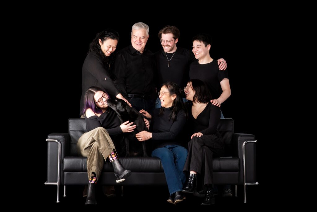 Chicago family portrait with their family dog by chicago pet and family photographer candice c. cusic